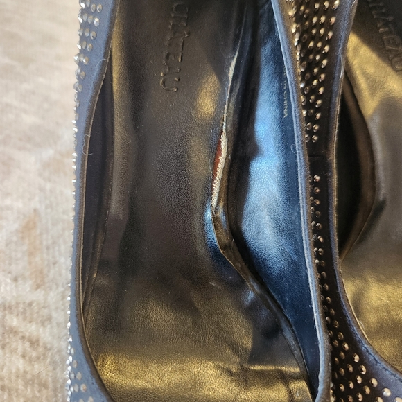 Rhinestone Black and Silver Le Chateau Heels Pumps Stilettos - Picture 4 of 5